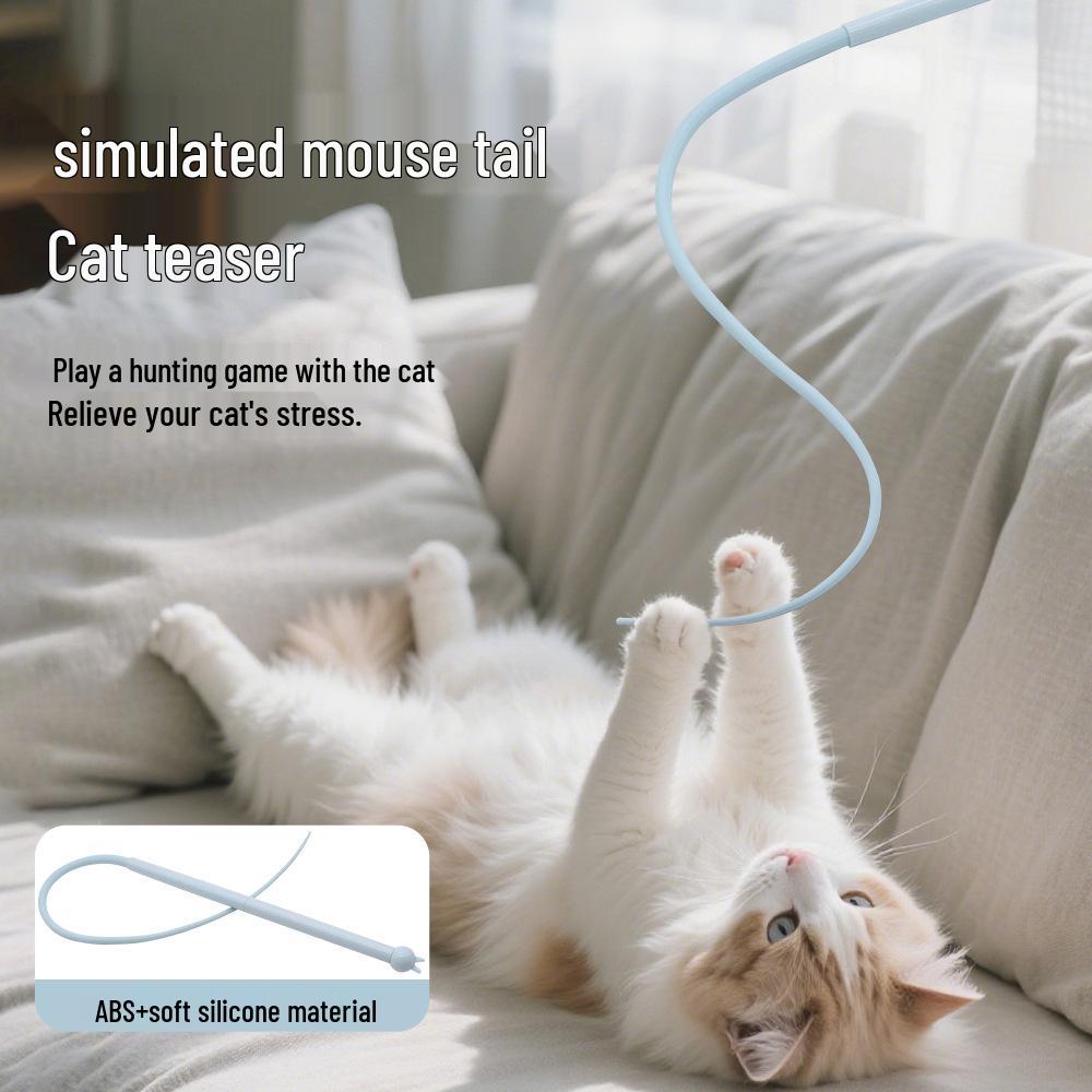 Silicone Cat Teaser Toy with Replaceable Mouse Tail