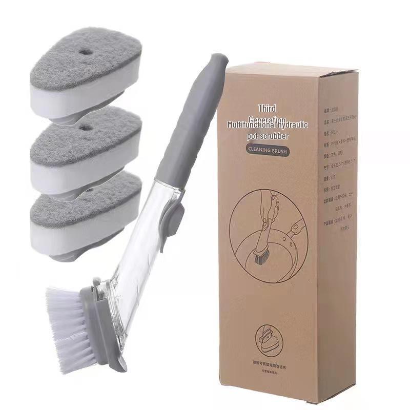 Automatic Liquid Dispensing Dishwashing Brush with Long Handle - Non-Stick Oil Cleaning for Kitchen