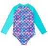 2024 Mermaid Long-Sleeve One-Piece Swimsuit for Girls - Fish Scale Design, European/American Style