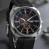 Herren-Sportuhr Lederarmband Uhr Quarz-Armbanduhr