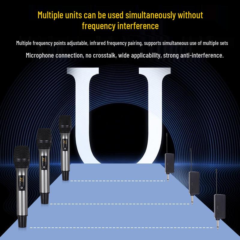 All-Metal Wireless Rechargeable Microphone with Built-in Speaker for KTV, Stage, and Live Streaming.