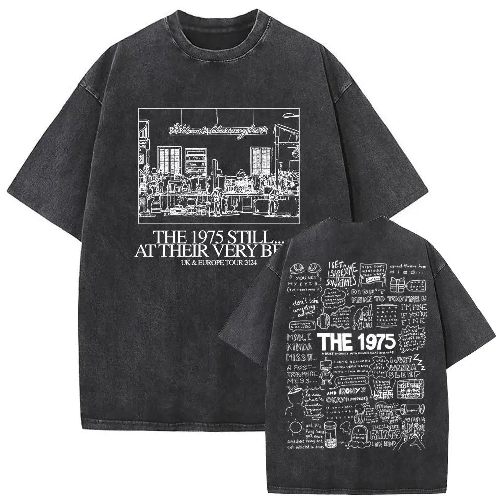 2026 Hot Sale Washed Vintage The 1975 about You Print T-shirt Being Funny in A Foreign Language Album Tshirt Men Women Hip Hop Casual T Shirt