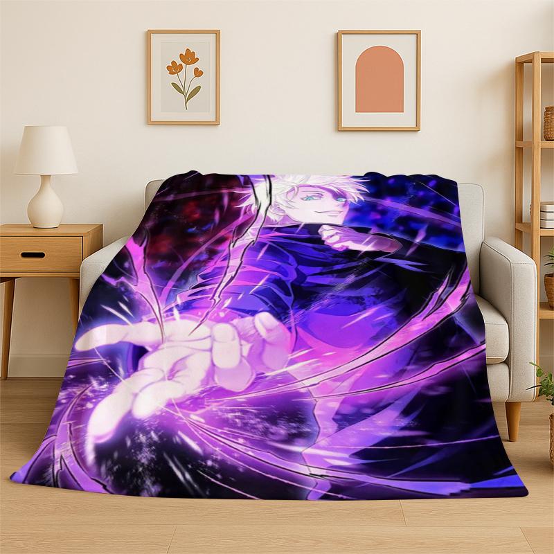 Cartoon Jujutsu Kaisen Anime Itadori Yuj Flannel Blanket Soft Warm Throw Blanket For Bedroom Living Room Bed Travel Picnic Kid