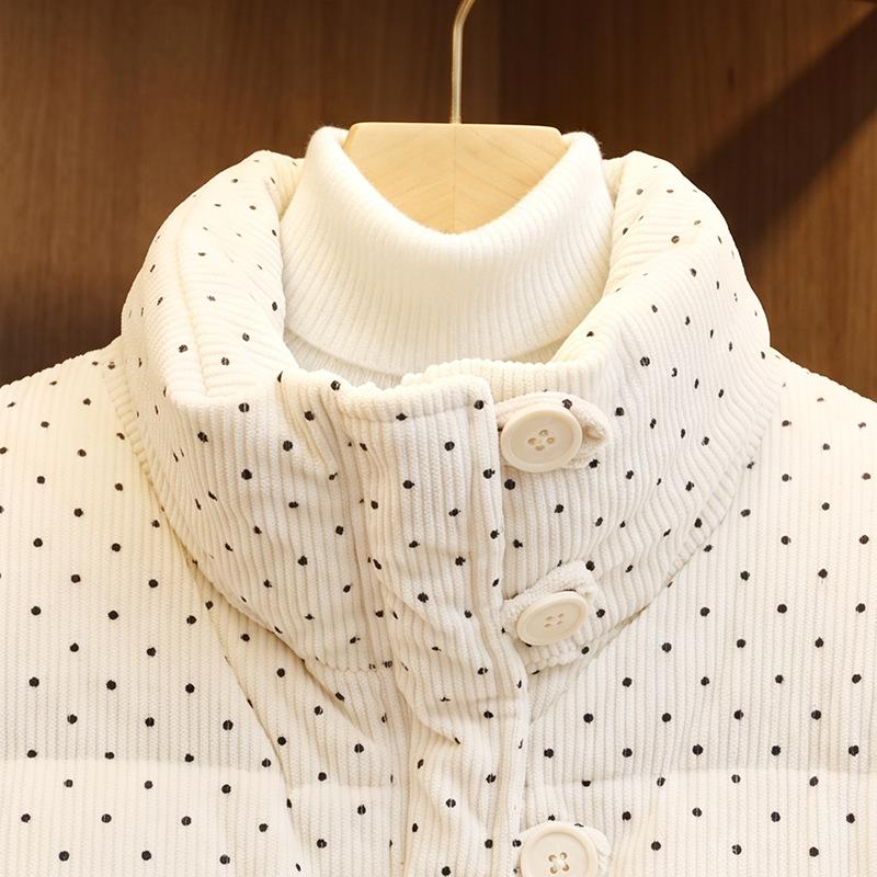 Sweet polka dot knitted splicing cotton-padded jacket women's winter loose thickened short warm cotton-padded jacket bread jacket