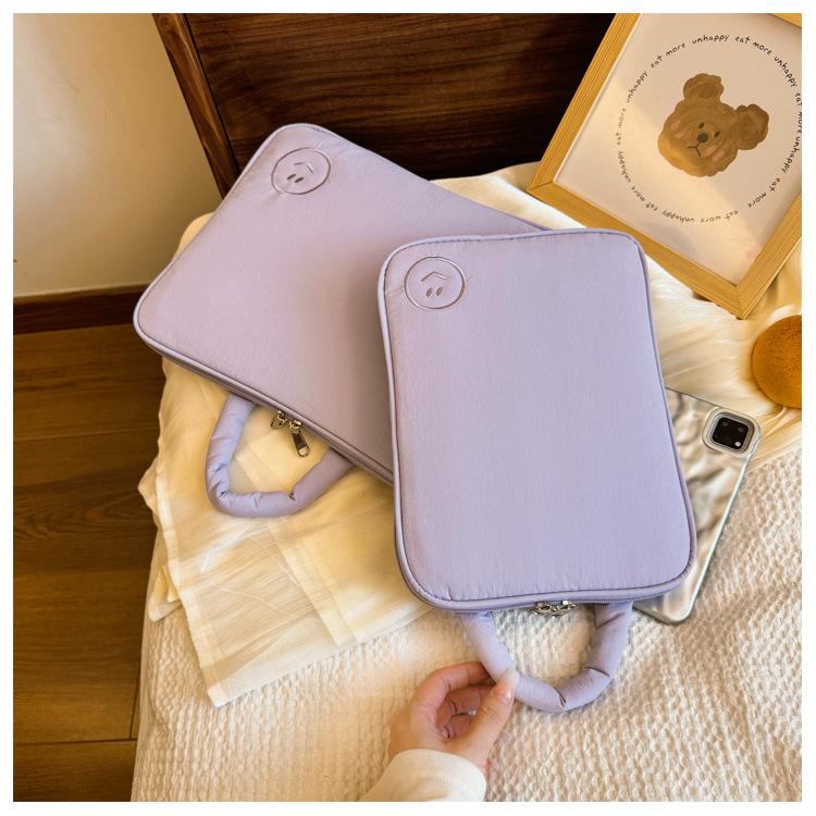 

TS JYL laptop bag,Korean Fresh Cute Smile Hand Sleeve 11 Inch Tablet 14 Inch Laptop 13-14 inches (horizontal style) фіолетовий