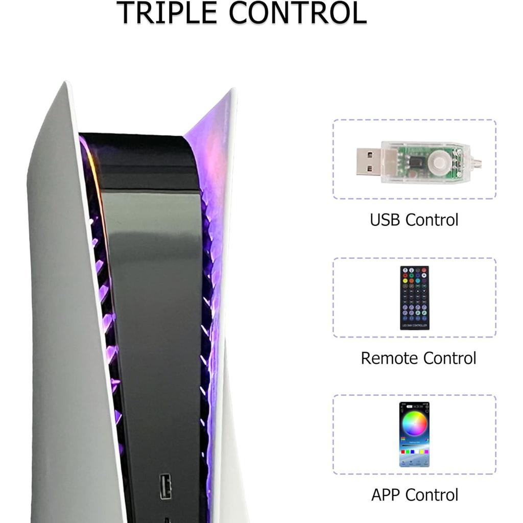RGB LED světelná lišta, 8 barev, 400 efektů, synchronizace s hudbou, světla měnící barvu, DIY dekorační příslušenství, prstencové světelné pásky pro PS5, ovládání pomocí aplikace/IR dálkového ovladače