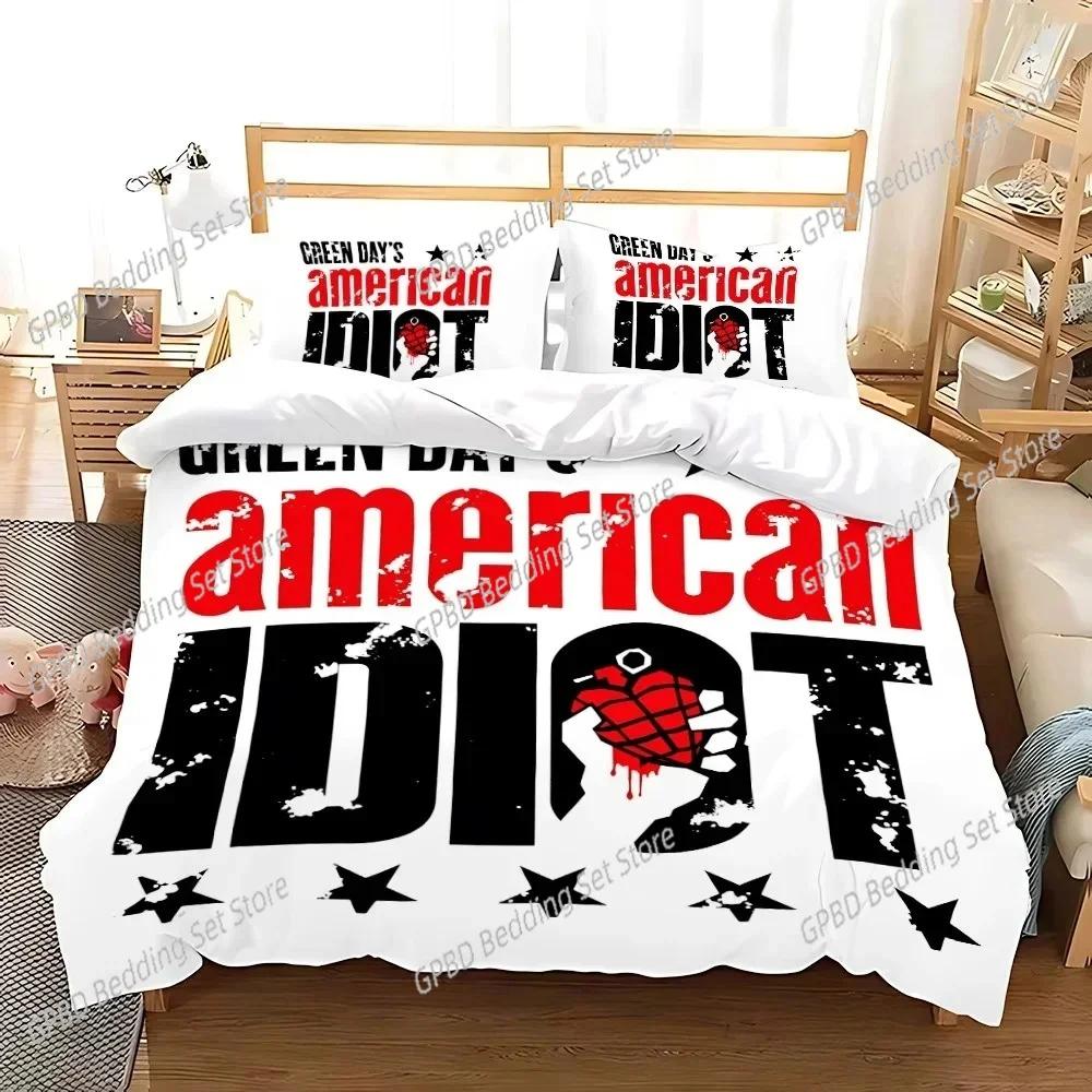 Green Day 'AMERICAN IDIOT 3D NOU Huse de pilotă Huse de pernă Set de lenjerie de pat Decorare Dormitor Adult Fată Copii Single Dublu Mare