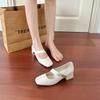 French Square Head Light Mouth Single Shoes Women's New Spring and Autumn White Medium Thick Heel Versatile Word with Mary Jane Shoes Women
