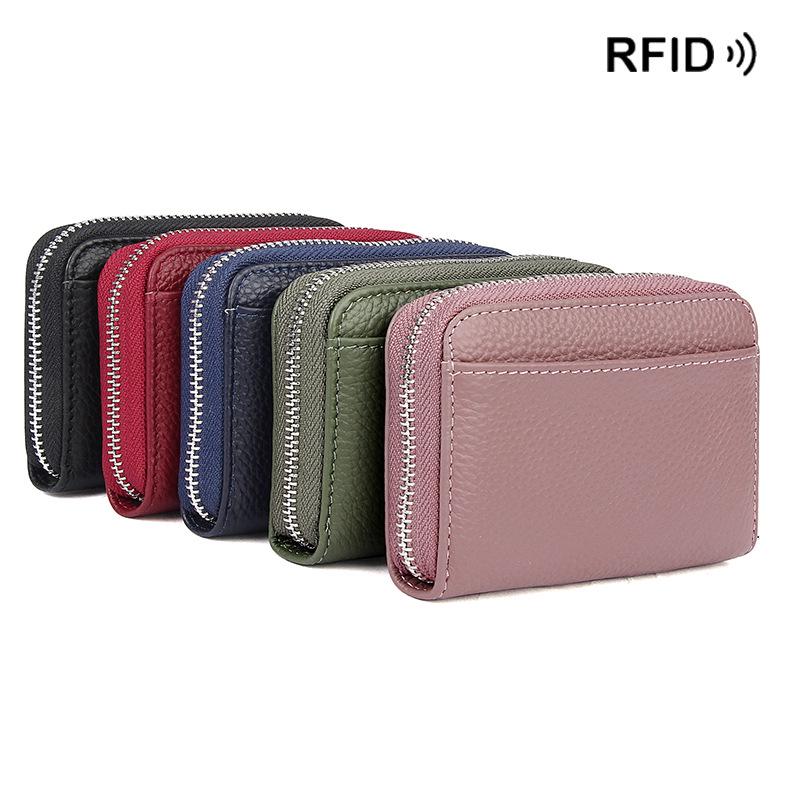 Japanese RFID Anti-Skimming Accordion Wallet: Large Capacity Genuine Leather Card Holder & Coin Purse