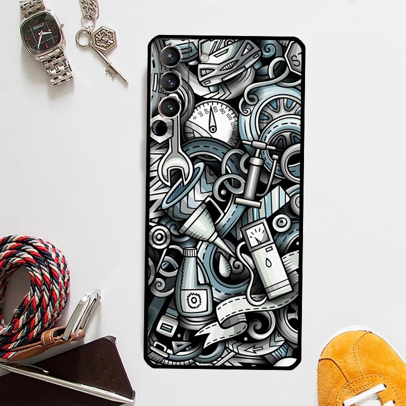 Automobile Spare Parts Car Engine Case For Samsung Galaxy S25 S24 Ultra S20 S21 S22 S23 Plus S9 S10 S24 FE S25 FE Cover Coque