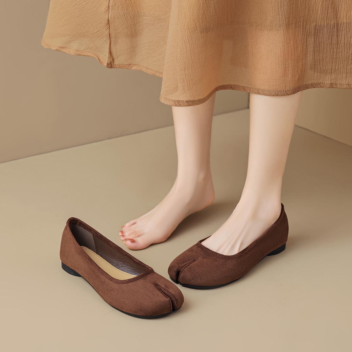 

Vintage French Temperament Women s Low-Cut Slip-On Toe-Separating Flats 42 чёрный