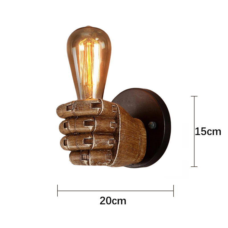 Vibrant Fist Left Kinkiet, 220V E27 Industrial Style Industrial Style Stair Window And Nostalgic Wall Lamp