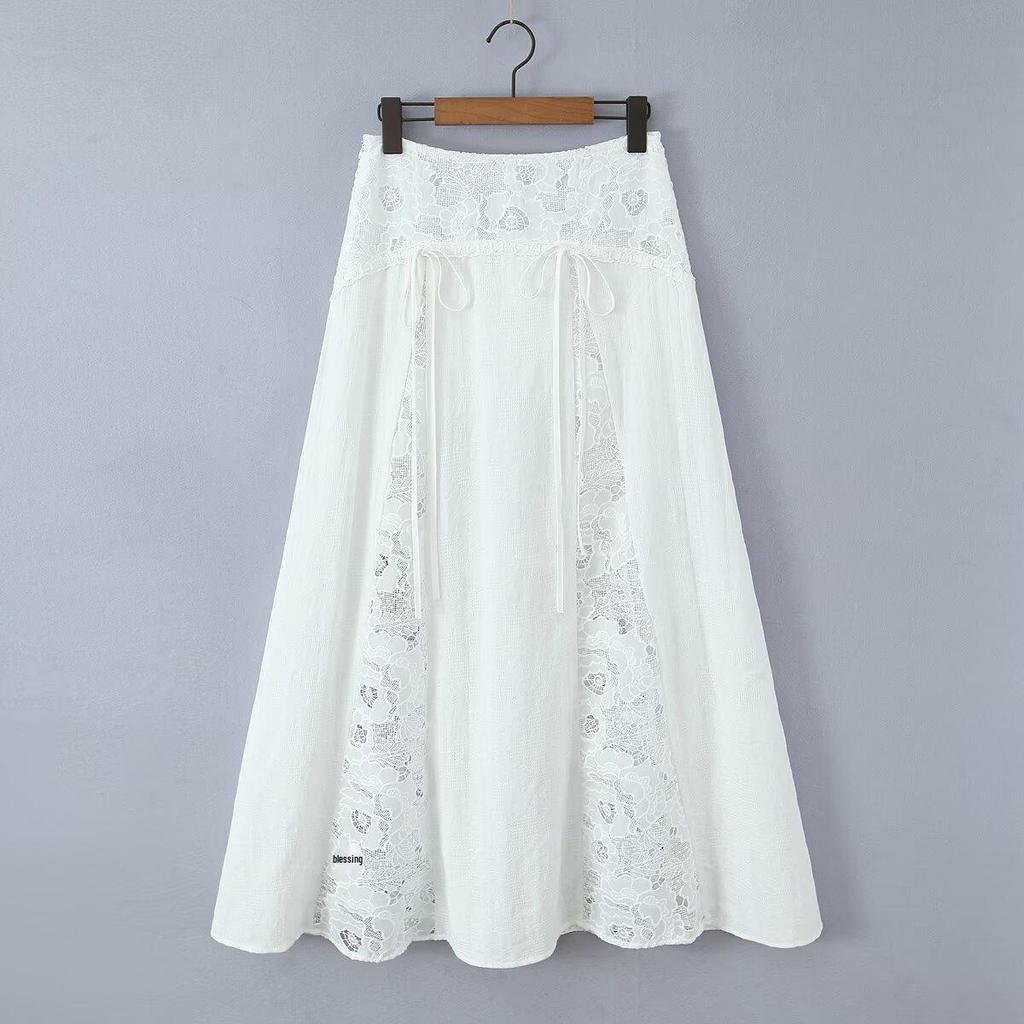 Europäischer Stil Damen Weiß Kurzarm Schnürung Baumwolle Oberteil - Frühjahr 2026 Kollektion