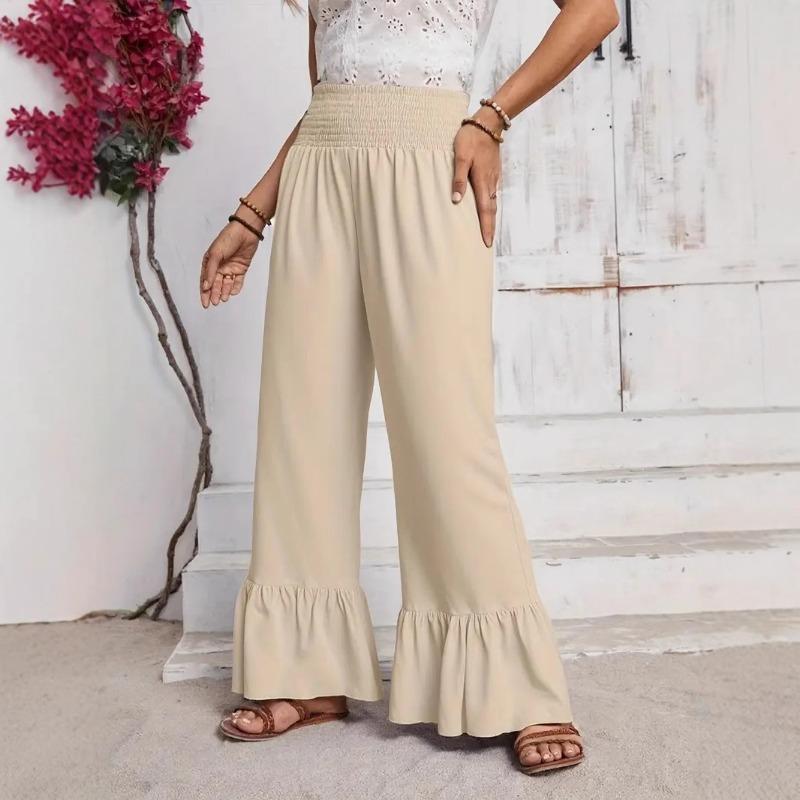 New Solid Color Bell-bottom Trousers High Waist Waist Loose Casual Pants for Women