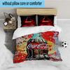 Coca-Cola Artwork Design 3-teiliges Bettwäsche-Set, Ideal für 1 Bettbezug und 2 Kissenbezüge, Perfekt als Geschenk für Fans, Ideal für Schlafzimmer, Studentenwohnheim