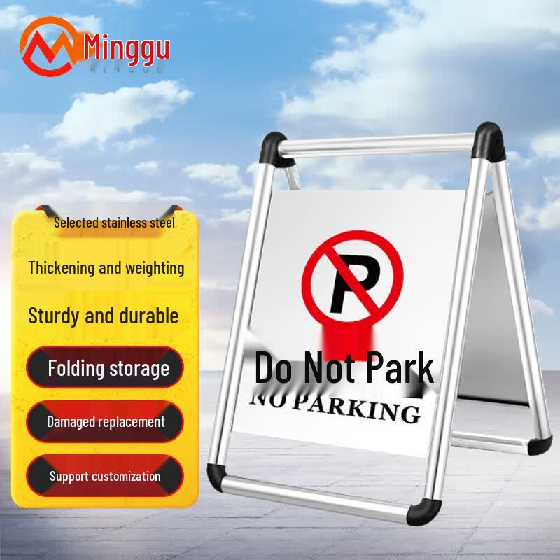 Foldable Stainless Steel No Parking A-Frame Sign