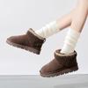Women's Large Size Cowhide Genuine Leather Winter Warm Fur One Snow Boots Padded Lining Ankle Boots Non-slip Hiking Sports Cotton Boots