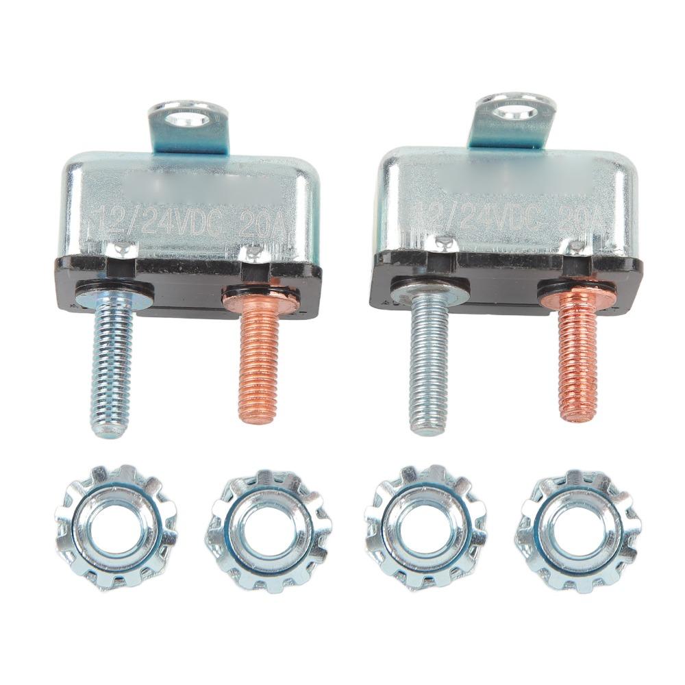 2Pcs 20A Automatic Reset Circuit Breaker 12V/24V 12V/ 24V Circuit Breaker  Wide Application