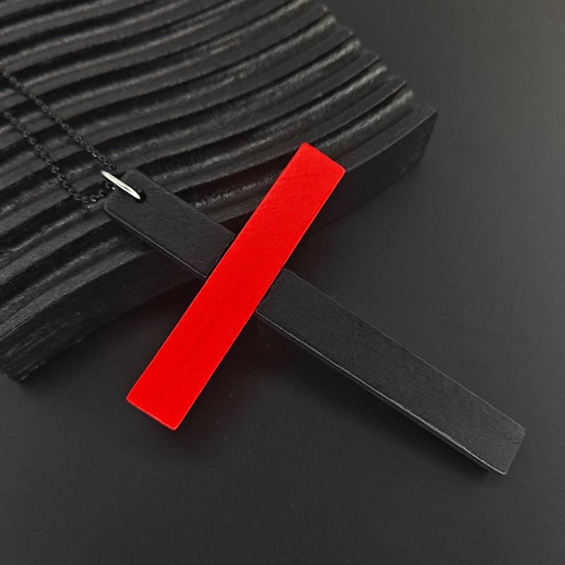 Vintage Wood Cross Pendant Necklace Simple Natural Wooden Cross Necklace Hip Hop Sweater Chain Jewelry Accessories Gifts