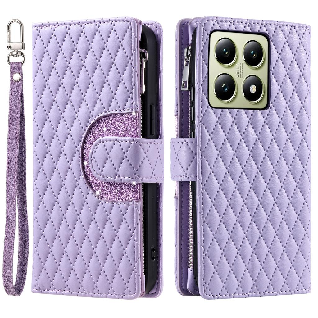 Style 012 for Xiaomi 14T Case Zipper Wallet PU Leather Rhombus Grid Phone Cover
