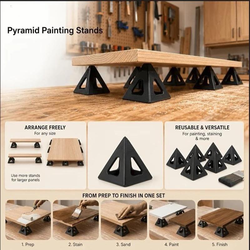 Pyramid Shaped Woodworking Paint Bracket 1/4 PCS Stable Non-slip Triangular Tripod for Furniture DIY Spray Painting Work