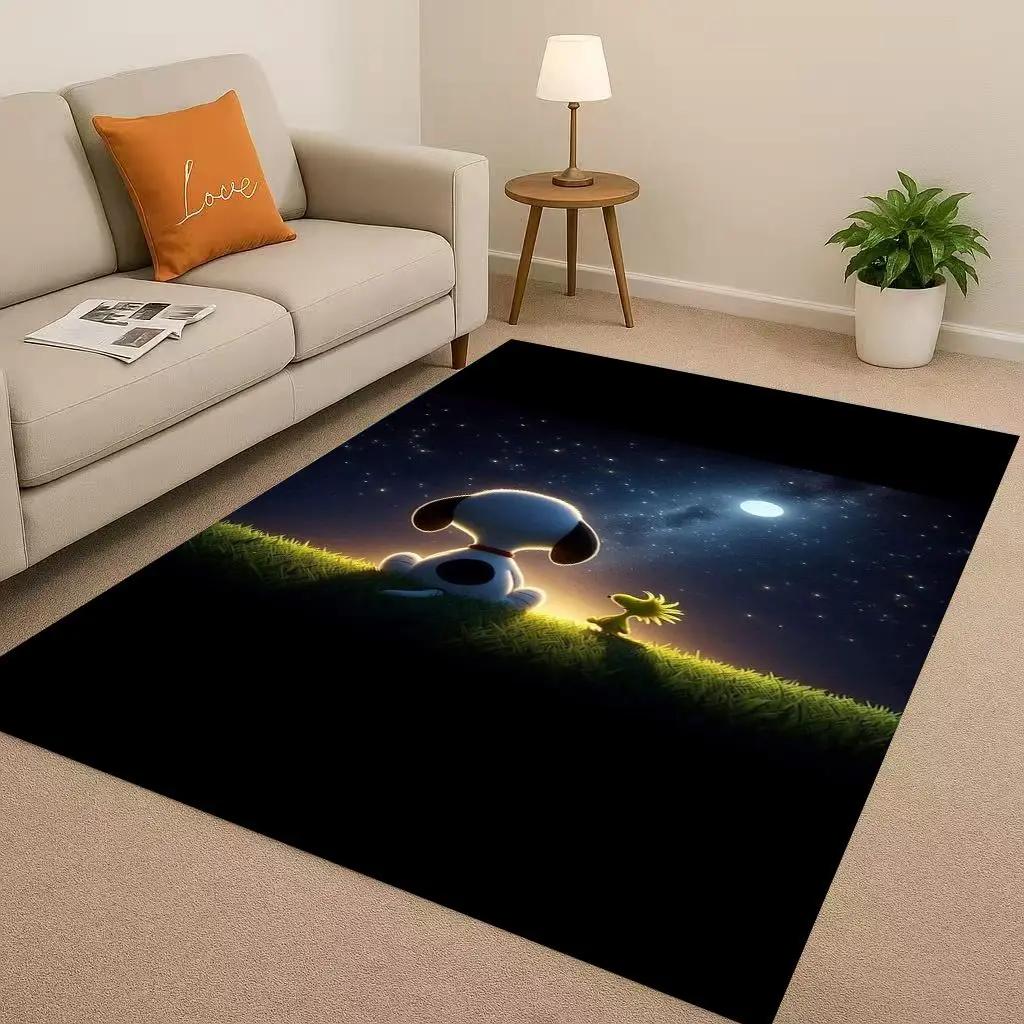 3D Snoopy Dog Peanuts Cartoon Christmas Living Room Non-Slip Area Rug Carpet for Bedroom Playroom Sofa,Home Decor Doormat