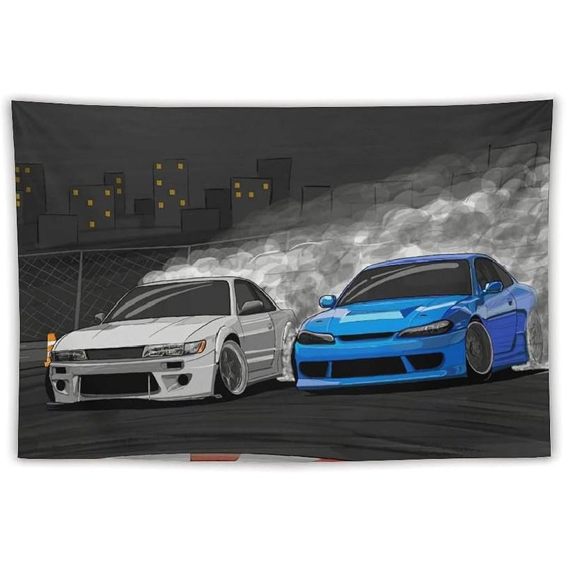 MaLji Jdm Japanese Car Art Silvia S13 And S15 Wall Tapestry for Bedroom Home Wall Room Decor40 X60, Style