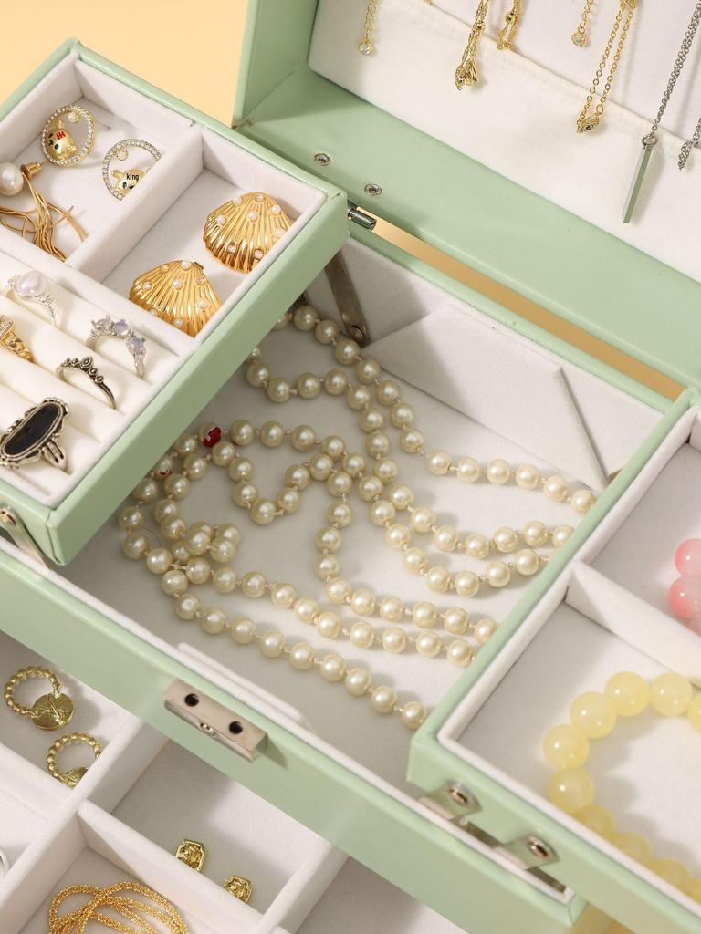 Dual-Layer Lockable Jewelry Box with Double-Opening, High-Grade Storage for Jewelry and Ornaments