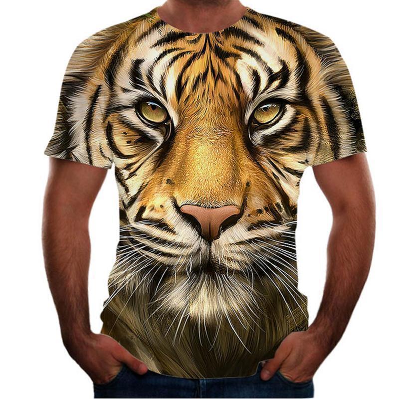 Animal Tiger 3D T-shirt Men's Lion Short Sleeved Men's Quick Drying T-shirt