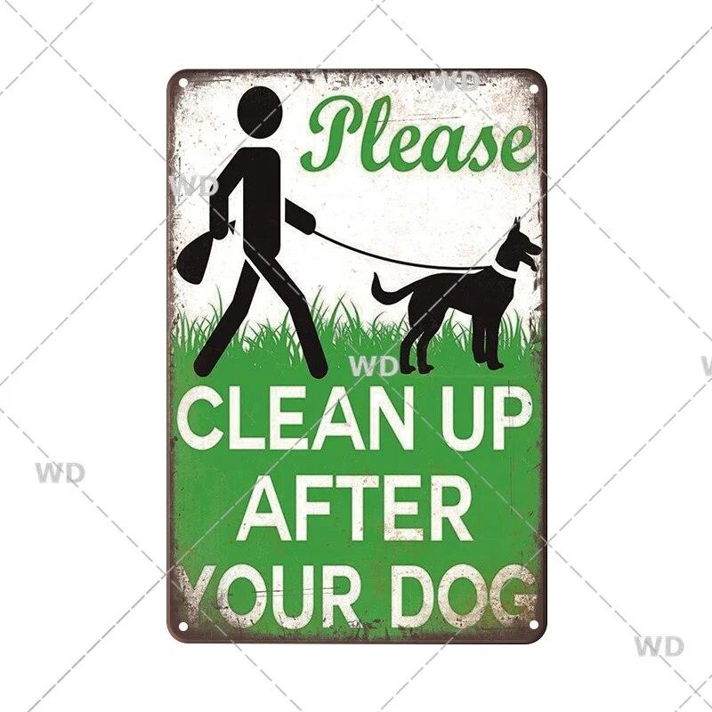 Retro Vintage Beware Of Dog Warning Vintage Tin Signs Caution Metal Plate Metal Poster Plaque For Club Home Pub Bar Wall Decor