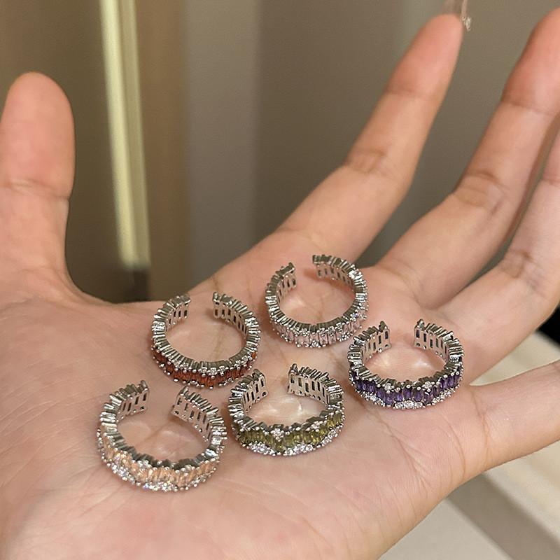 Chic And Elegant Open Adjustable Ring For Women With Vibrant Gemstone Details