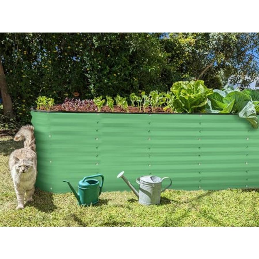 Galvanized Raised Garden Beds Outdoor 6×2×2 Ft Planter for Gardening Vegetables Flowers Large Metal Garden Box Light Green Pate