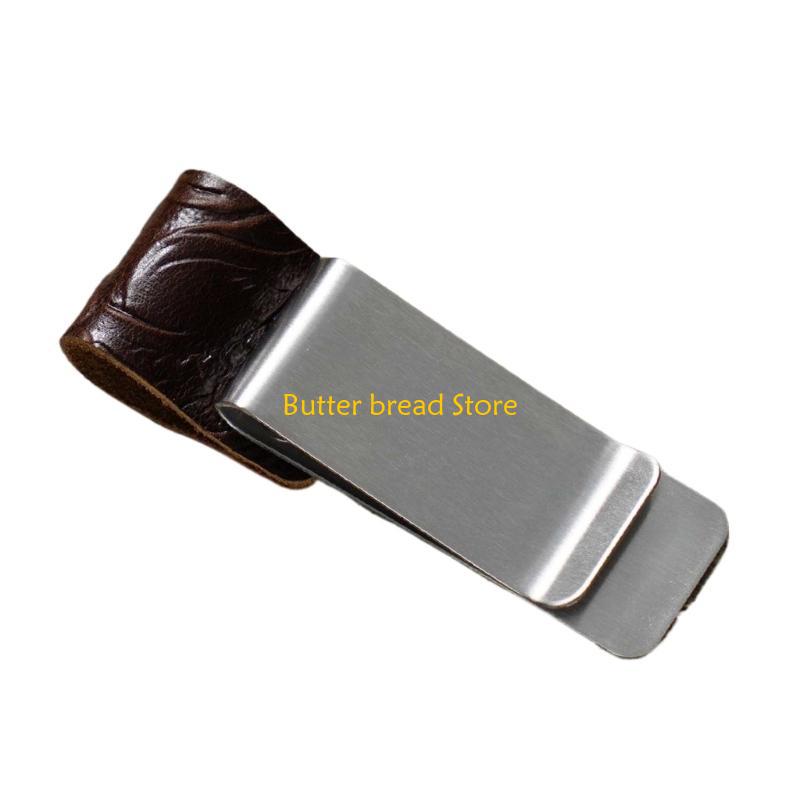 W89C Leather Pen Holder with Clip Notebook Pen Holder Leather Pen Sleeve for Journal