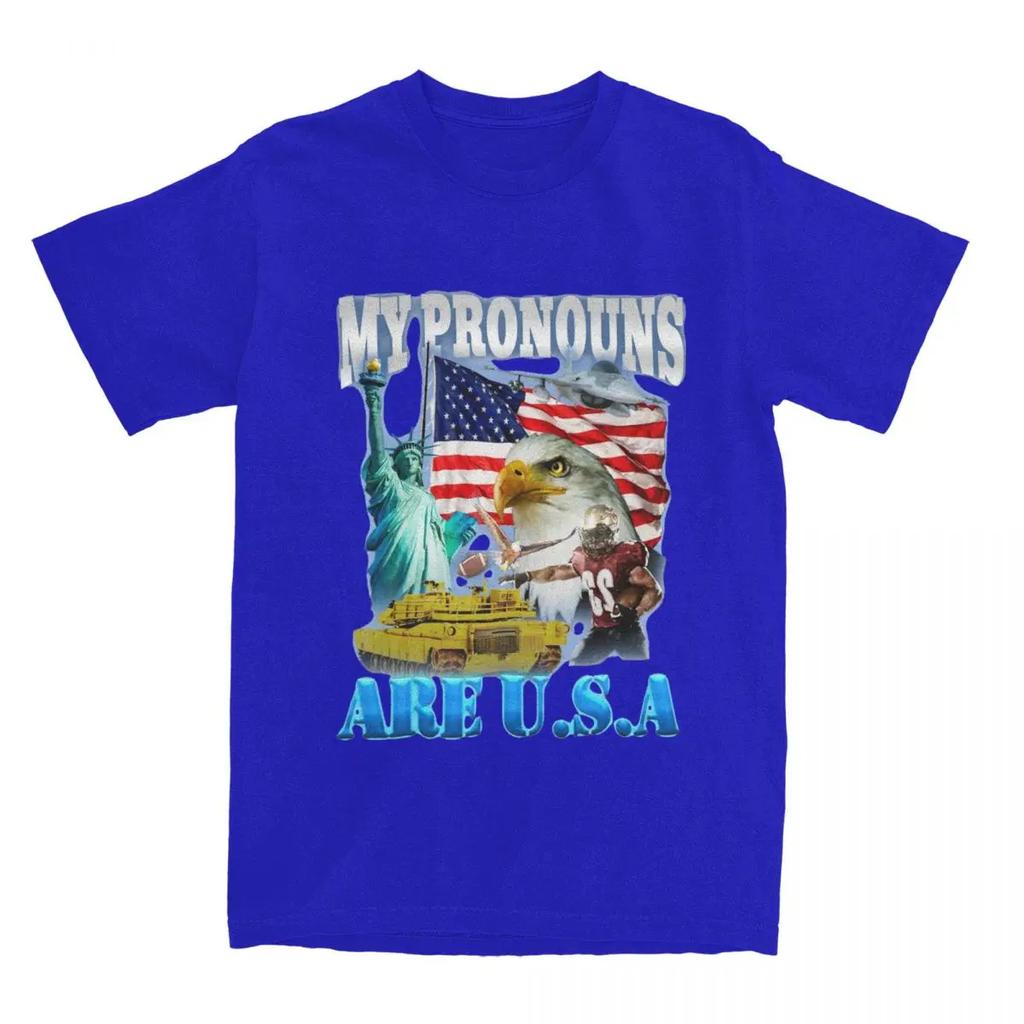 My Pronouns Are USA Funny Meme for Men Women T Shirt United States American Apparel Leisure Tee T-Shirts Cotton Clothes