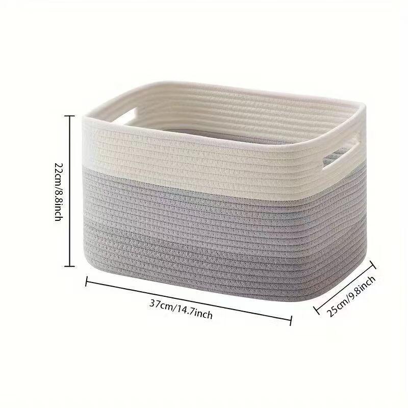 Miflame Color-Block Cotton Rope Storage Basket