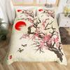Cherry Blossoms Duvet Cover King for Women Ink Painting Black White Comforter Cover Romantic Theme Bedding Set with 2 Pillowcase