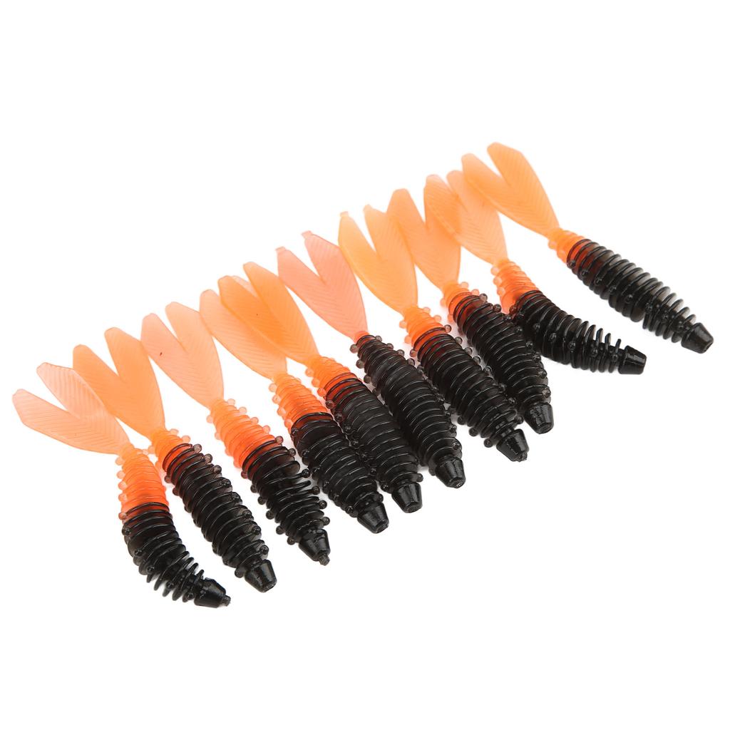 10Pcs Fishing Soft Lures Double Tails Design Soft Vivid Lifelike Appearance Spiral Stripe Fishing