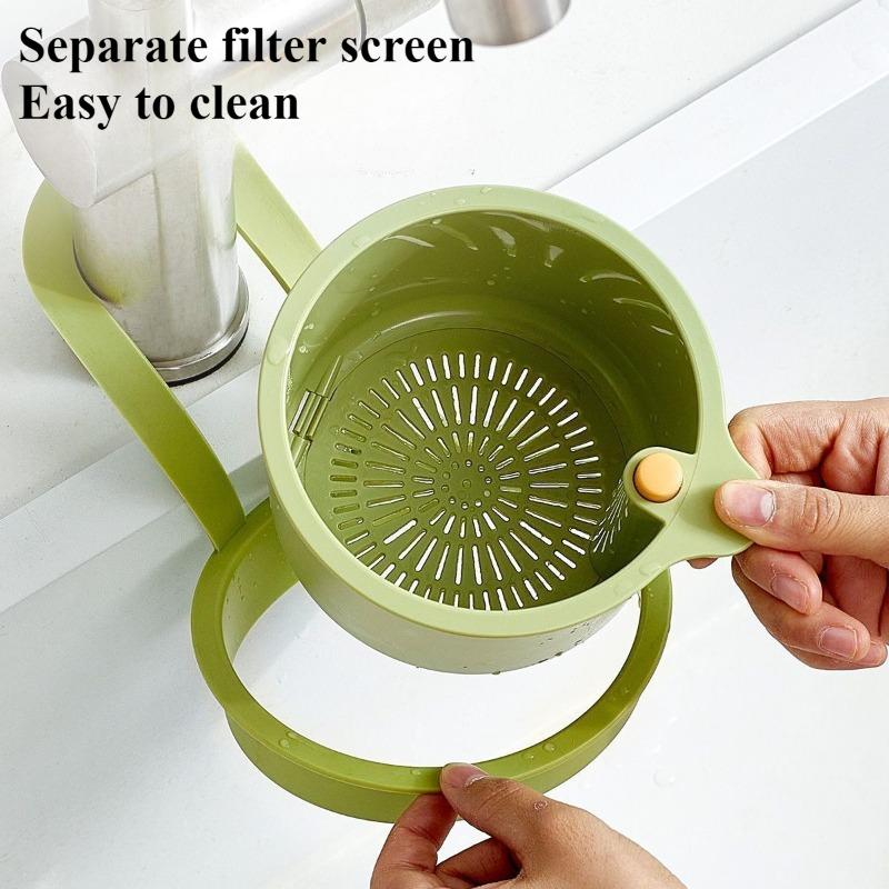 2 IN 1 Kitchen Sink Strainer Stopper One-click Opening Hanging Filter Basket Dishwasher Sink Strainer Quickly Drain Storage Tool