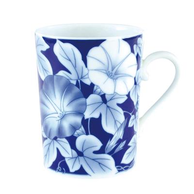 Koransha Morning Glory Pattern Mug 300ml Arita Ware Made In Japan Beautiful Refreshing Indigo Tone The Bottom Has the Word In the Language of Morning