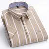 2026 New Men's 100% Cotton Short sleeved Shirt  Single Chest Pocket Work Casual Standard-fit Plaid Striped Oxford Shirts 100KG