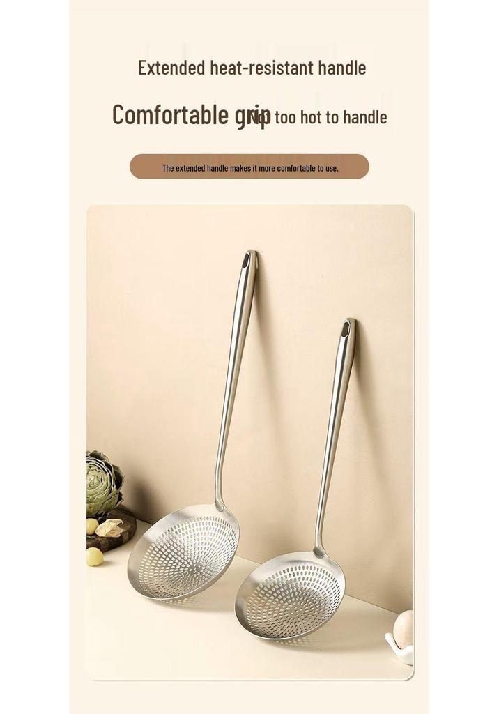 304 Multi-hole Stainless Steel Skimmer: Hot Pot, Frying, Noodle & Dumpling Strainer.
