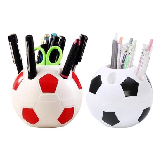 Soccer Ball Pen Holder Football Shape Plastic Storage Box Multifunctional Desktop Organizer for Pens Pencil Makeup Brushes Office Supplies