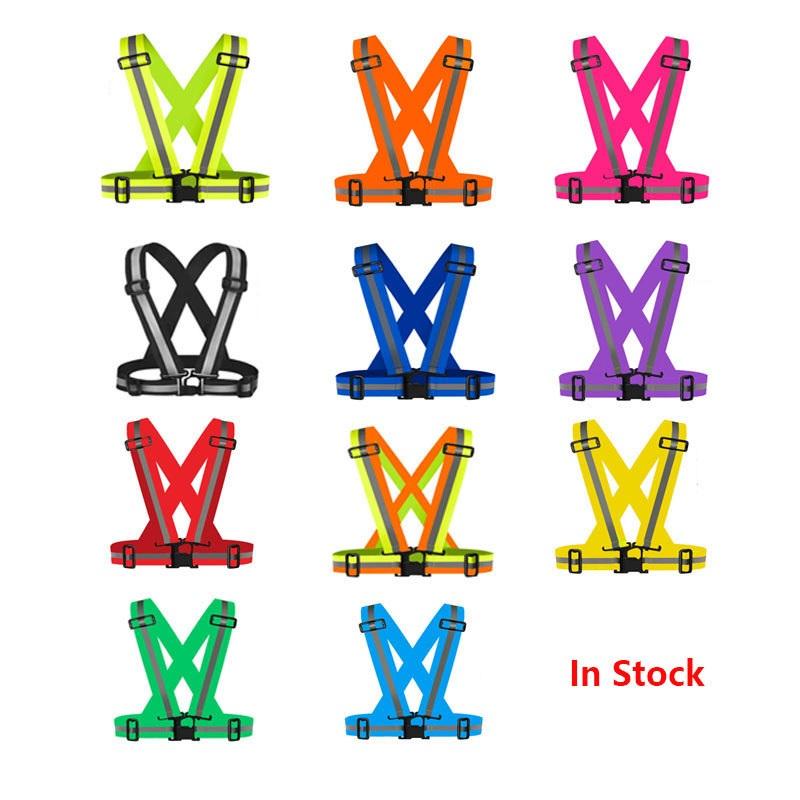 Reflective Safety Vest High Visibility Elastic Shoulder Straps Night Cycling Running Reflective Safety Vest