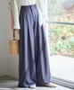 [Kobe Lettuce] Wide-Leg Long Pants for Women, Simple Design [M4163], Size M, Petite, Navy