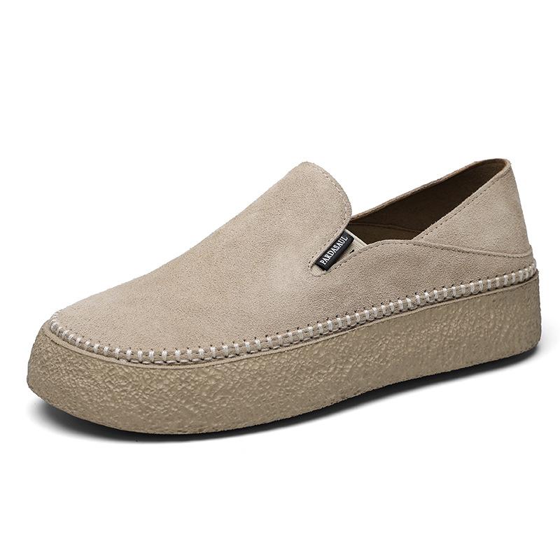Men's shoes retro loafers men's genuine leather new Doudou shoes breathable soft leather soft sole one pedal casual leather shoes men