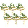 6pcs Green Gold Rhinestone Lily Napkin Rings Wedding Table Decor