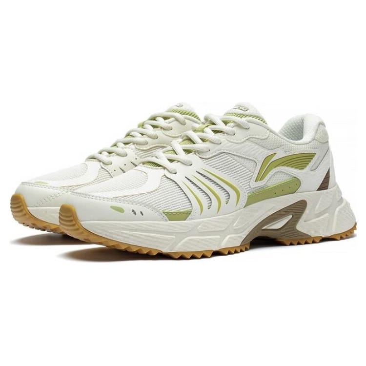 Li Ning Gathering Light Abrasion Resistant Breathable Low Top Running Shoes Women's White Green ARXT006-2