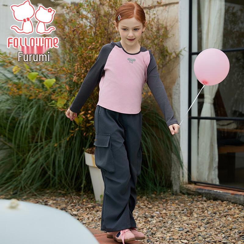 Fuluomi Girls  Casual Long-Sleeve T-Shirt & Workwear Pants Set 130