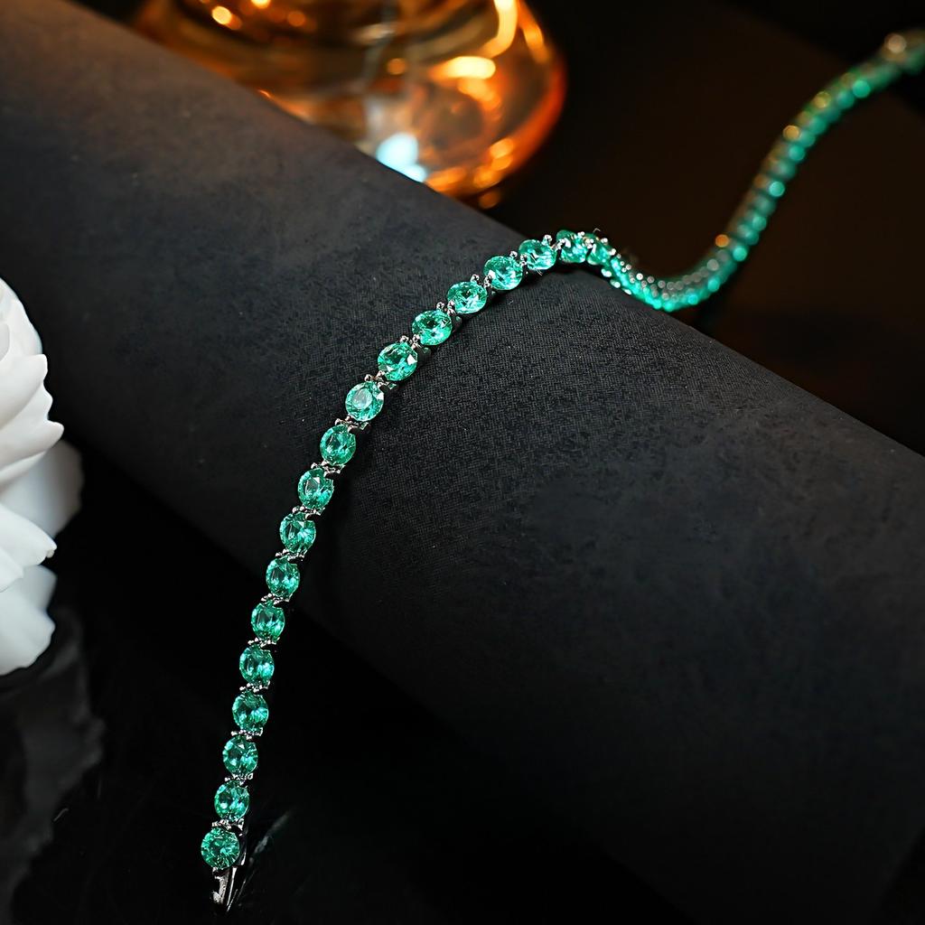 Heißer Verkauf 925 Silber Armband, Damen Paraiba Farbe Tennisarmband, Damen Frisch Hochwertiger Ewiger Schmuck