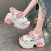 Fashion Women Leisure Chunky Platform Sandals Peep Toe High Heels New Gladiator Slippers Woman Trendy Summer Leather Beach Sandals 8.5CM